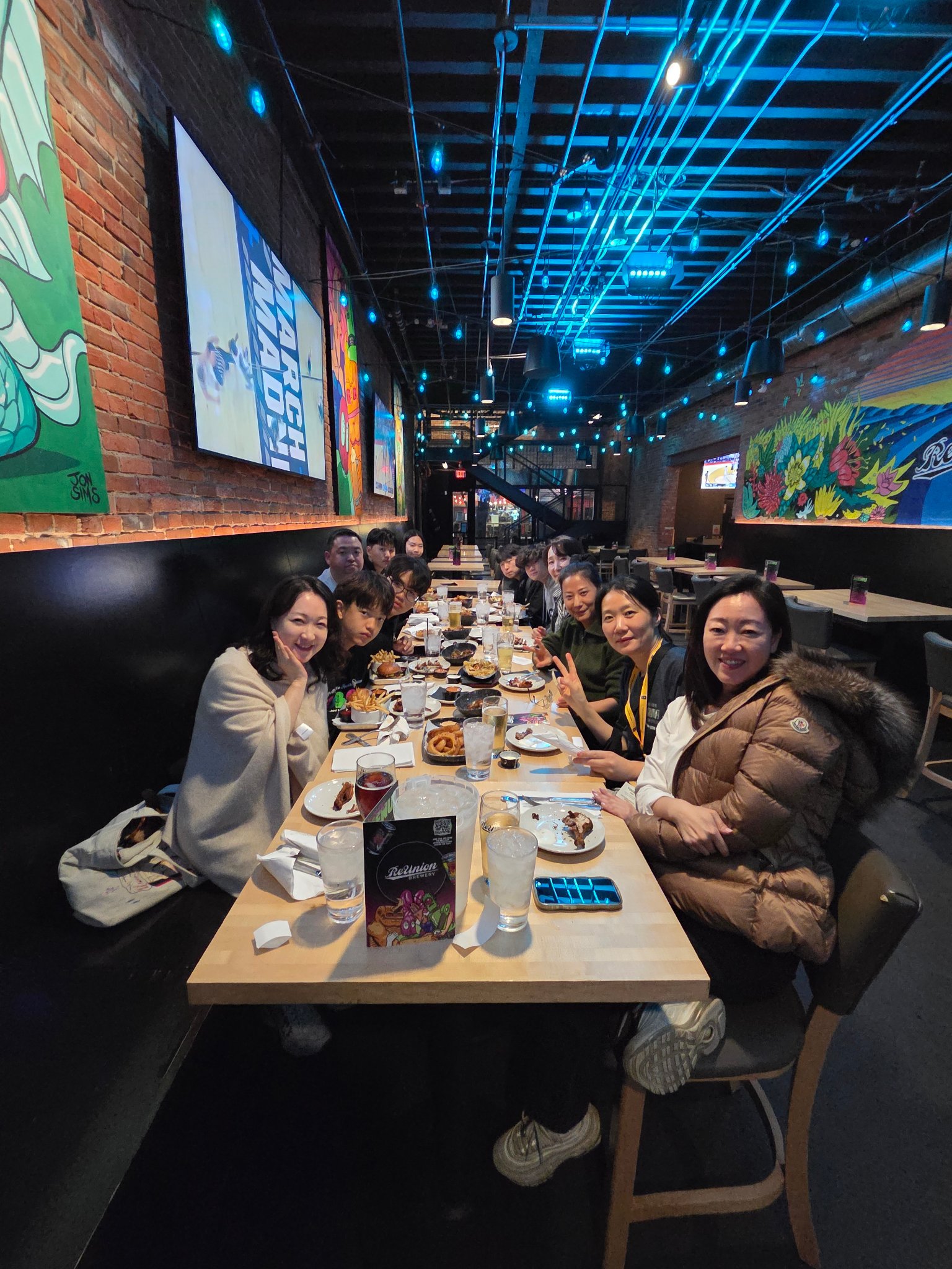 Group dinner celebration at restaurant