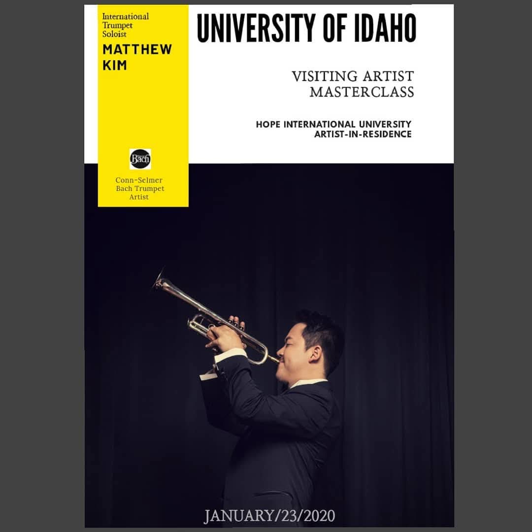 University of Idaho Visiting Artist Masterclass poster — Matthew Kim, January 23 2020