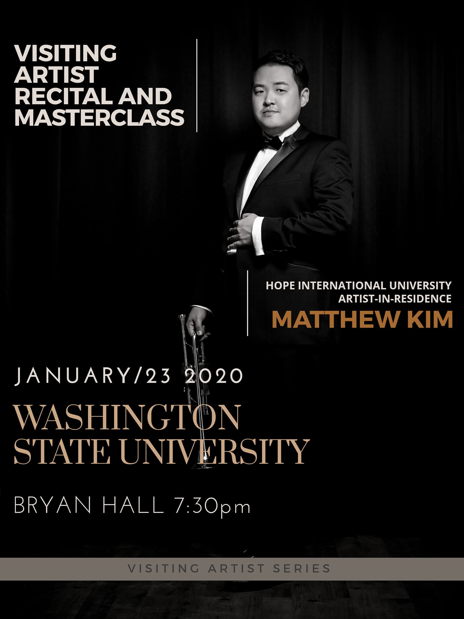 Washington State University Visiting Artist Recital and Masterclass poster — Matthew Kim, January 23 2020