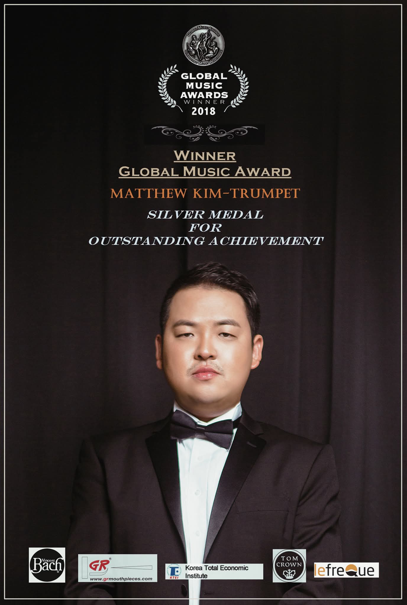 Global Music Awards 2018 — Matthew Kim Trumpet, Silver Medal for Outstanding Achievement